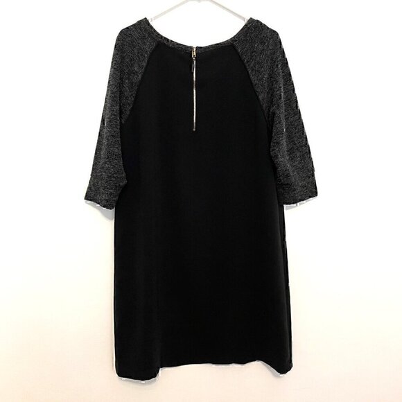 ANN TAYLOR LOFT Raglan Sleeve Colorblock Shift Dress Black Marled 3/4 Sleeve 12 - Picture 9 of 13